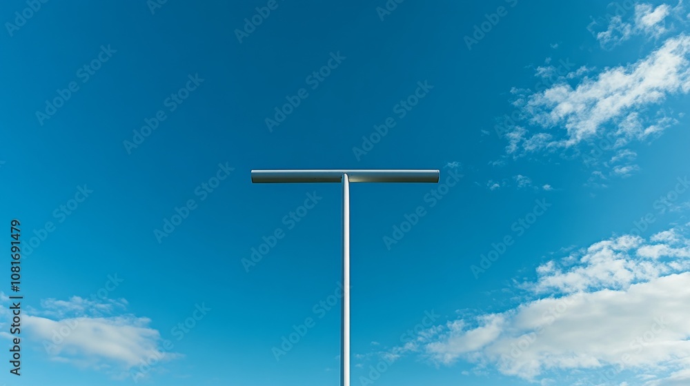 A football goal post with crossbar and blue sky, outdoor setting under clear skies, Dramatic style A football goal post with crossbar and blue sky, outdoor setting under clear skies, Dramatic style