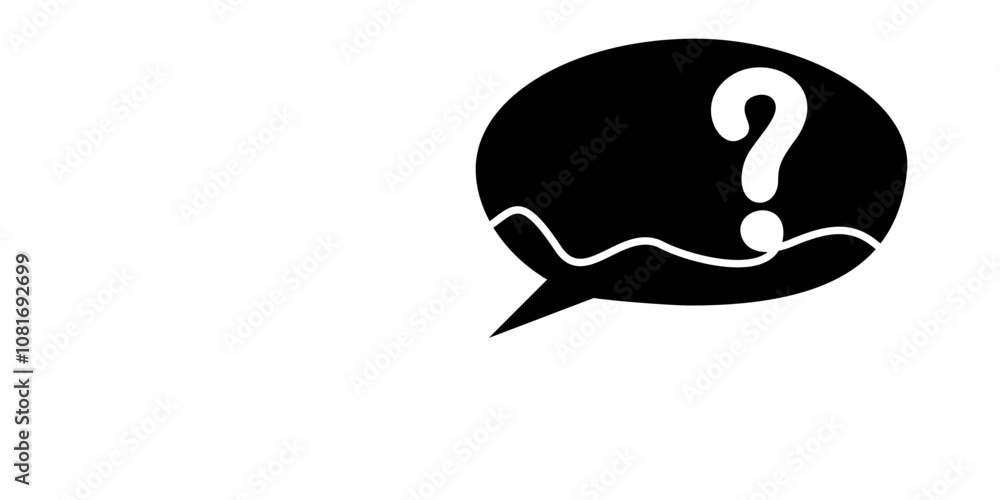 Black speech bubble of confused thoughts with question mark. Vector linear drawing doodle. Psychological concept of problem solving. Continuous tangled line. Black speech bubble of confused thoughts with question mark. Vector linear drawing doodle. Psychological concept of problem solving. Continuous tangled line.