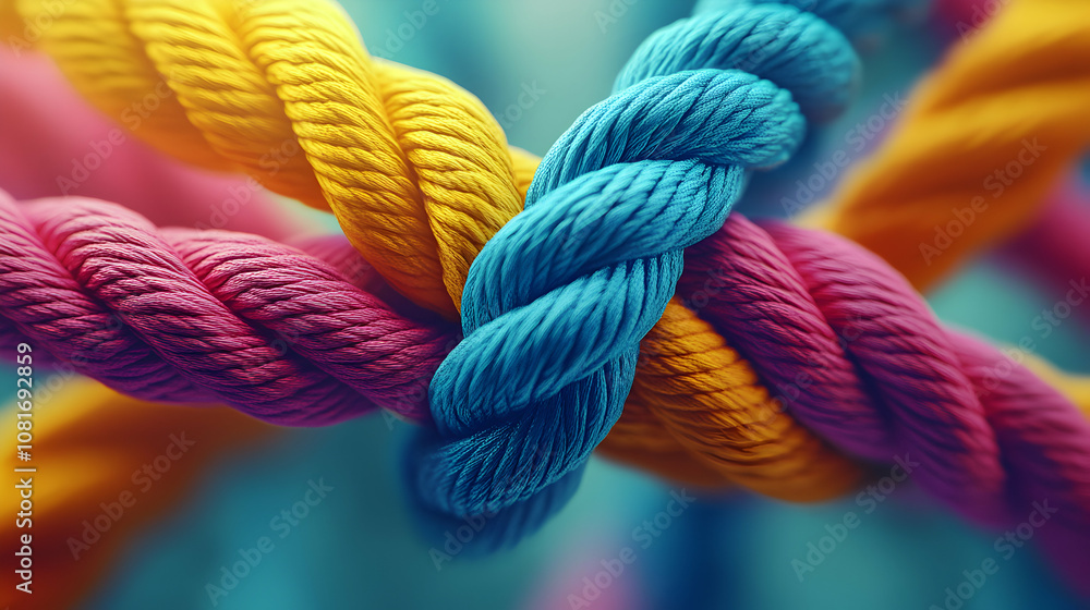 Colorful Twisted Ropes Intertwined in Abstract 3D Render, Vivid Texture Background Colorful Twisted Ropes Intertwined in Abstract 3D Render, Vivid Texture Background