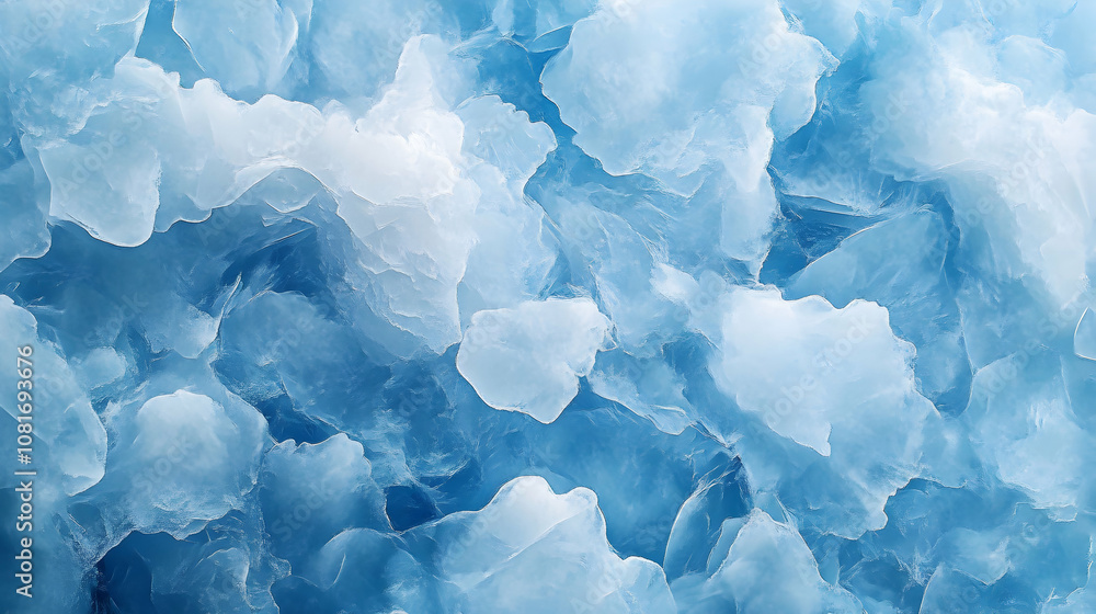 Obraz premium Abstract Blue Ice Background: A Stunning, Realistic Illustration of Glacial Ice Formations in a Cold Winter Landscape, Showing Textured, Crystalline, and Icy Details.