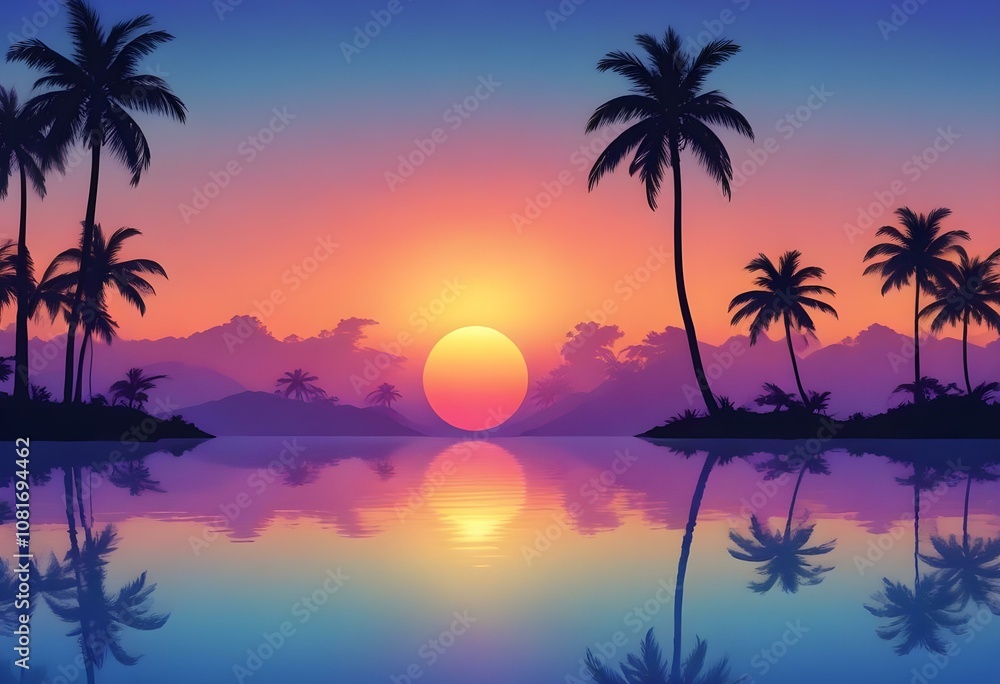 Gradient tropical sunset background Gradient tropical sunset background