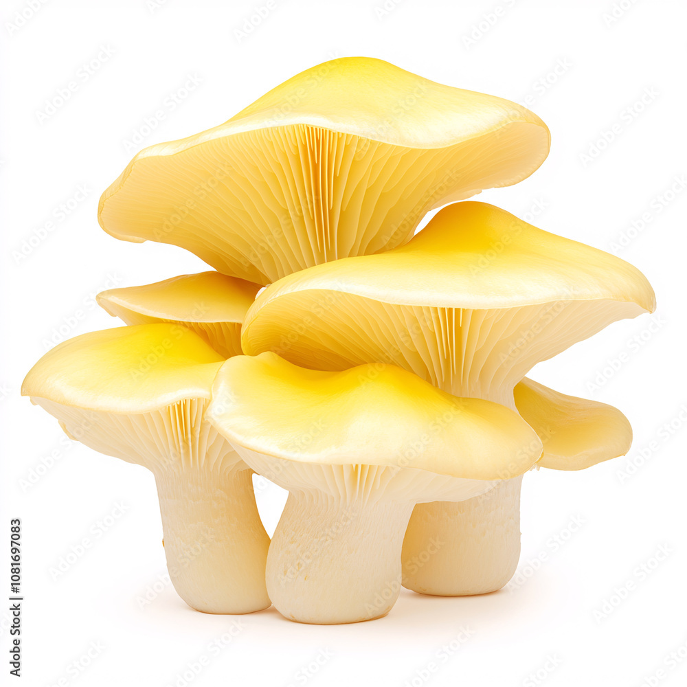 Explore the vibrant beauty of fresh yellow mushrooms thriving in their natural forest habitat on white background Explore the vibrant beauty of fresh yellow mushrooms thriving in their natural forest habitat on white background
