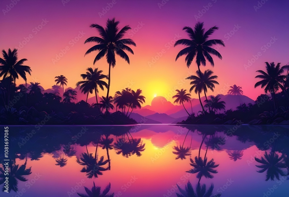 Gradient tropical sunset background Gradient tropical sunset background