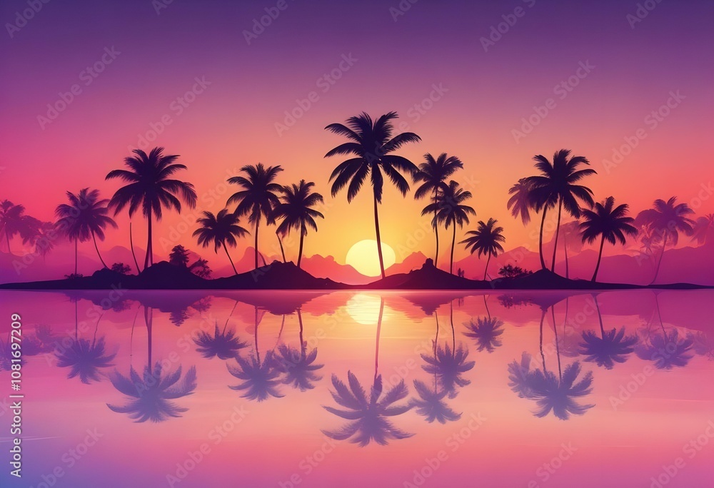 Gradient tropical sunset background Gradient tropical sunset background
