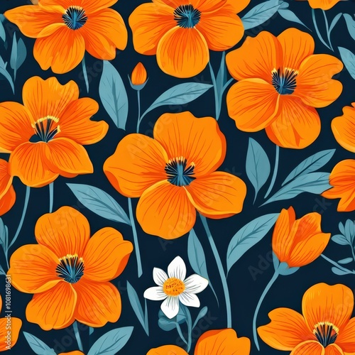 the AI Image Generator, seamless pattern with flowers, argyle daisy poppy marigolds pattern overlay