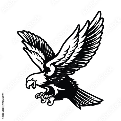 American Bald Eagle Silhouette Vector Art - Perfect for Laser Cutting, Cricut Files, and Wood Engraving
