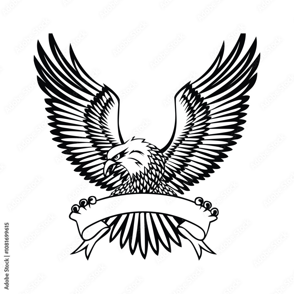 Fototapeta premium American Bald Eagle Silhouette Vector Art - Perfect for Laser Cutting, Cricut Files, and Wood Engraving