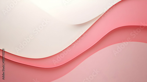 Abstract 3D Pink and Cream Waves Background Illustration: Soft, Curving Layers Create a Gentle, Elegant Design for Presentations or Branding.