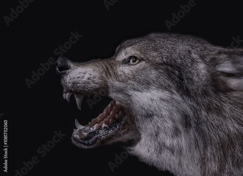 wolf isolated on black background photo