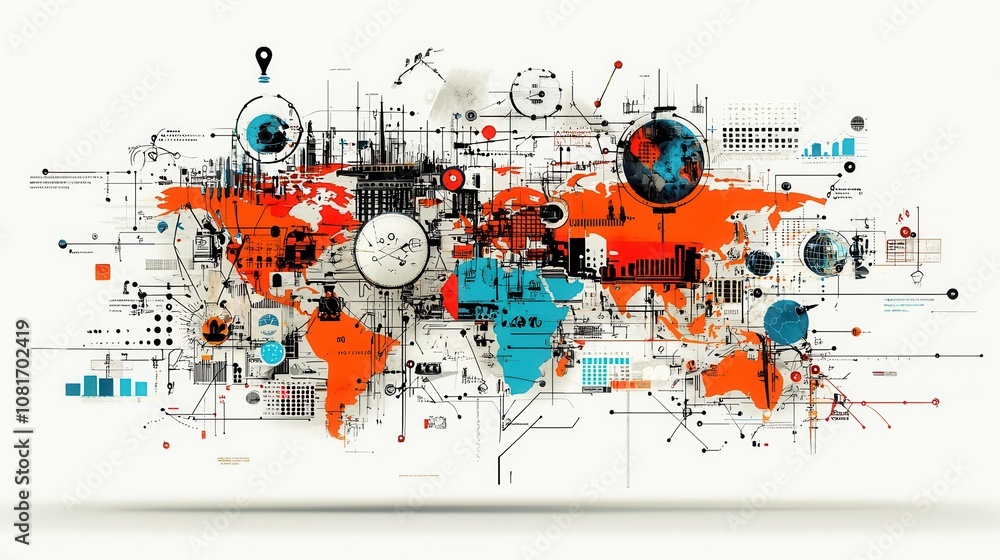 Global network of icons promoting international standards worldwide digital art abstract innovative concept Global network of icons promoting international standards worldwide digital art abstract innovative concept