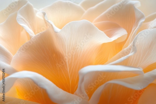A close-up view of a delicate peach rose petal.