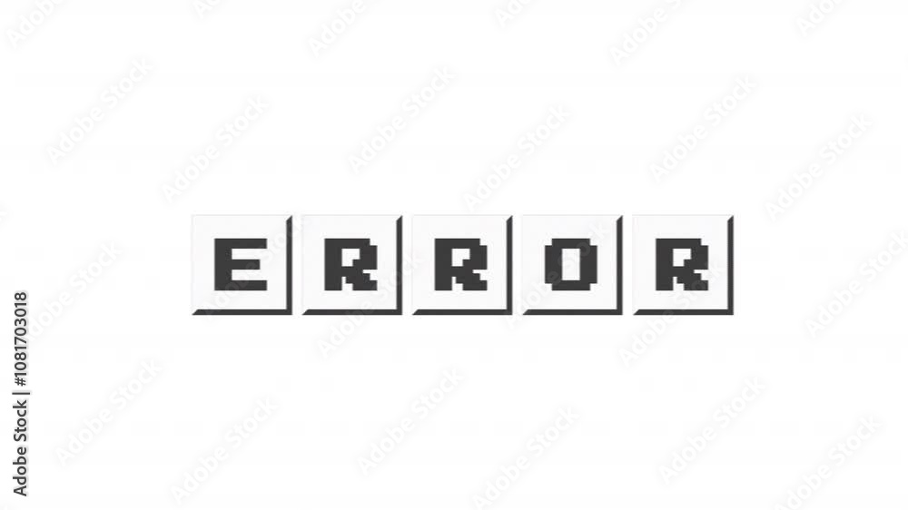 Animated word error made up of keyboard buttons with glitch effect. Error message in y2k style. Alpha channel Animated word error made up of keyboard buttons with glitch effect. Error message in y2k style. Alpha channel