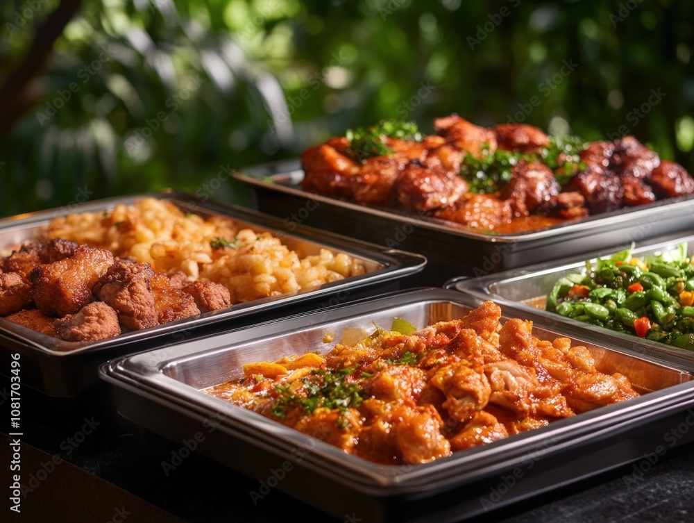 A delicious spread of various dishes ready to be served. A delicious spread of various dishes ready to be served.