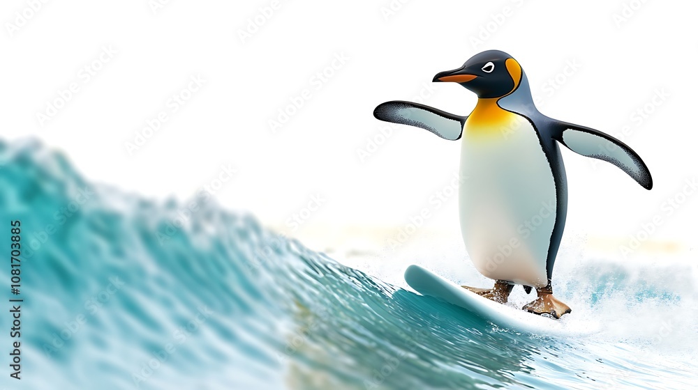 Fototapeta premium Cute Penguin Holding Flowers