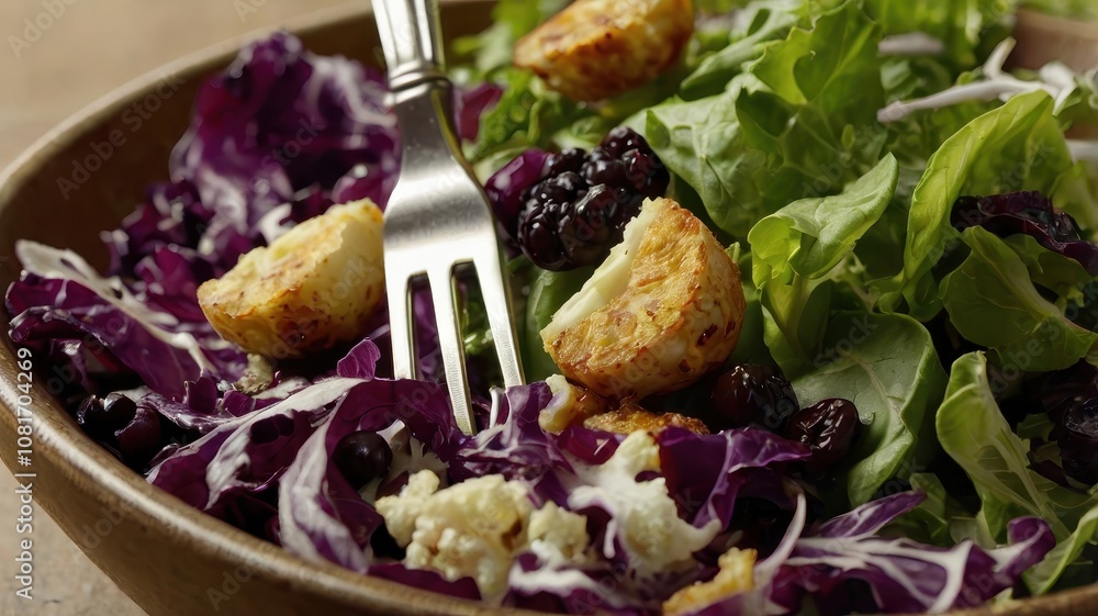 Bowl of Salad with Mixed Greens, Chicken, Cheese, and Cranberries Bowl of Salad with Mixed Greens, Chicken, Cheese, and Cranberries