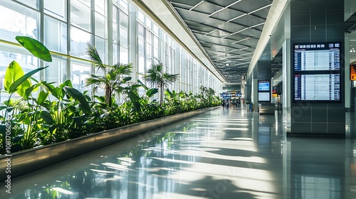 Blank Billboard in Modern Airport