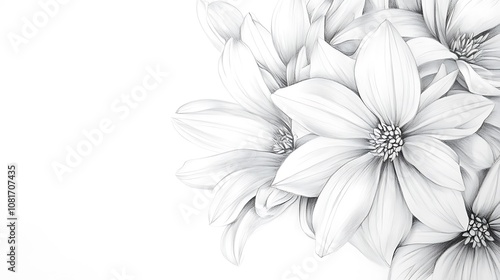 Pencil Drawing of White Flowers