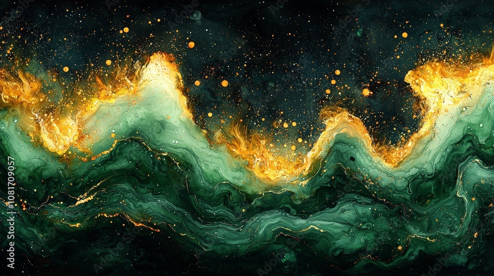 Abstract depiction of swirling colors resembling waves and cosmic elements. Abstract depiction of swirling colors resembling waves and cosmic elements.