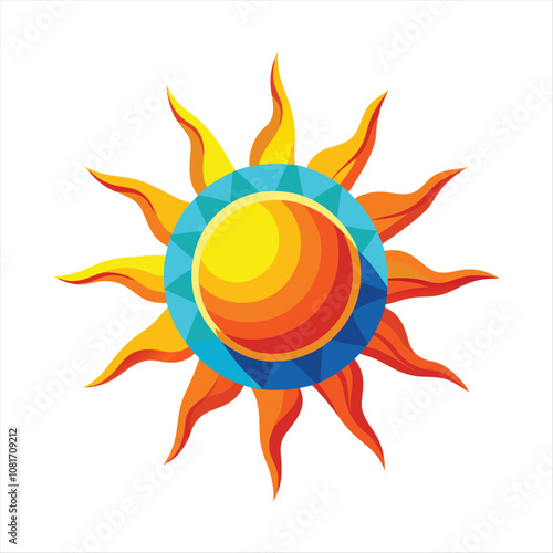 3d rendering of dynamic colorful sun vector