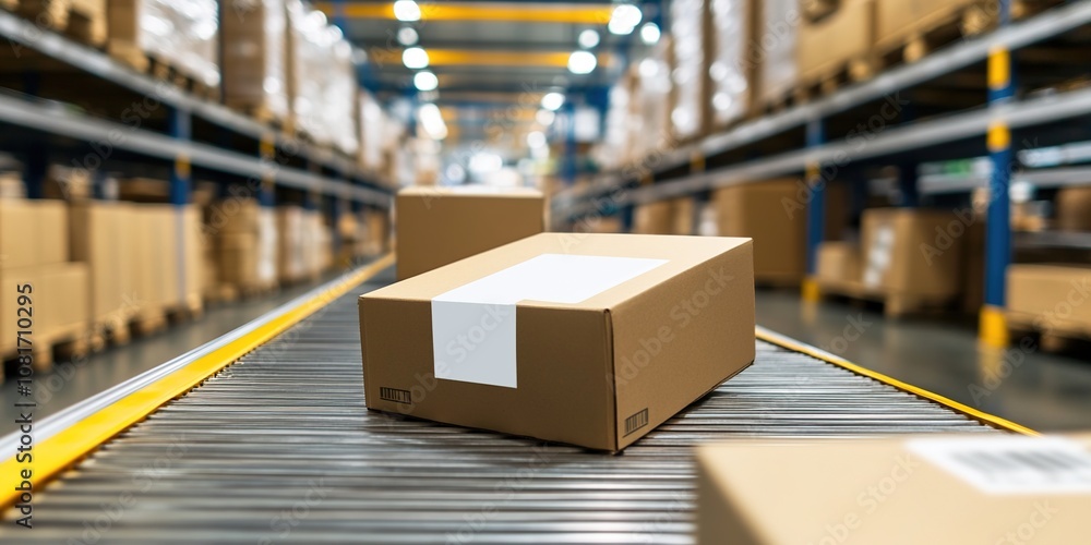 Creative Abstract Marketing Background Featuring Automated Logistics Management with Smart Packaging Integrated into Warehouse Workflow, Utilizing Carton Labels and QR Codes for Efficient Supply Chain Creative Abstract Marketing Background Featuring Automated Logistics Management with Smart Packaging Integrated into Warehouse Workflow, Utilizing Carton Labels and QR Codes for Efficient Supply Chain