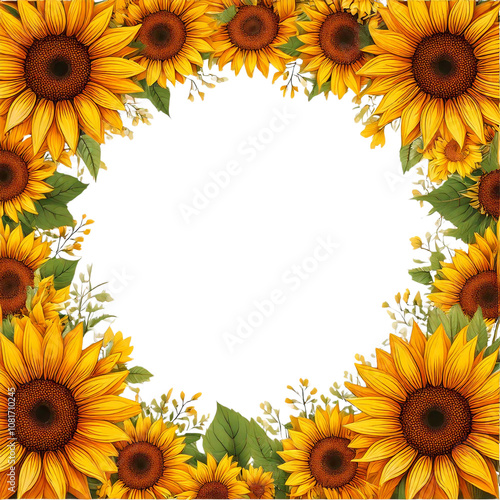 Sunflower border frame for layouts, cards, mockups, invitation etc.	
