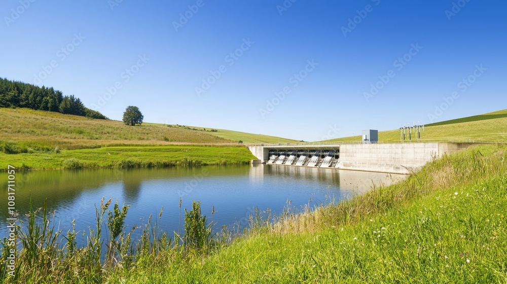 Serene Fusion: Harmony of Nature and Energy at Small Dam Hydroelectric Facility Serene Fusion: Harmony of Nature and Energy at Small Dam Hydroelectric Facility