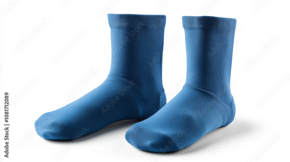 Two pairs of plain blue socks, shown from the front, on a white background. This image can be used as a template to design artwork for socks. Two pairs of plain blue socks, shown from the front, on a white background. This image can be used as a template to design artwork for socks.