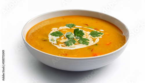 Creamy Pumpkin Soup in White Bowl