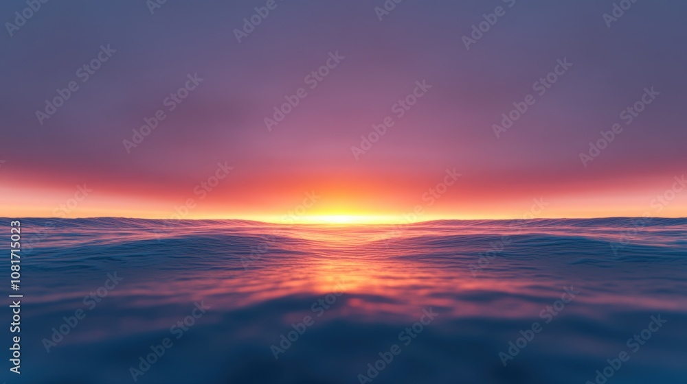 A serene sunset over calm ocean waters. A serene sunset over calm ocean waters.