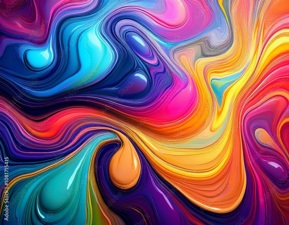 Fototapeta premium Psychedelic Rainbow Liquid Background with Vibrant Colors and Swirling Patterns