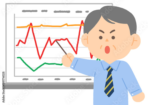 회사에서 실적을 발표중인 부장님