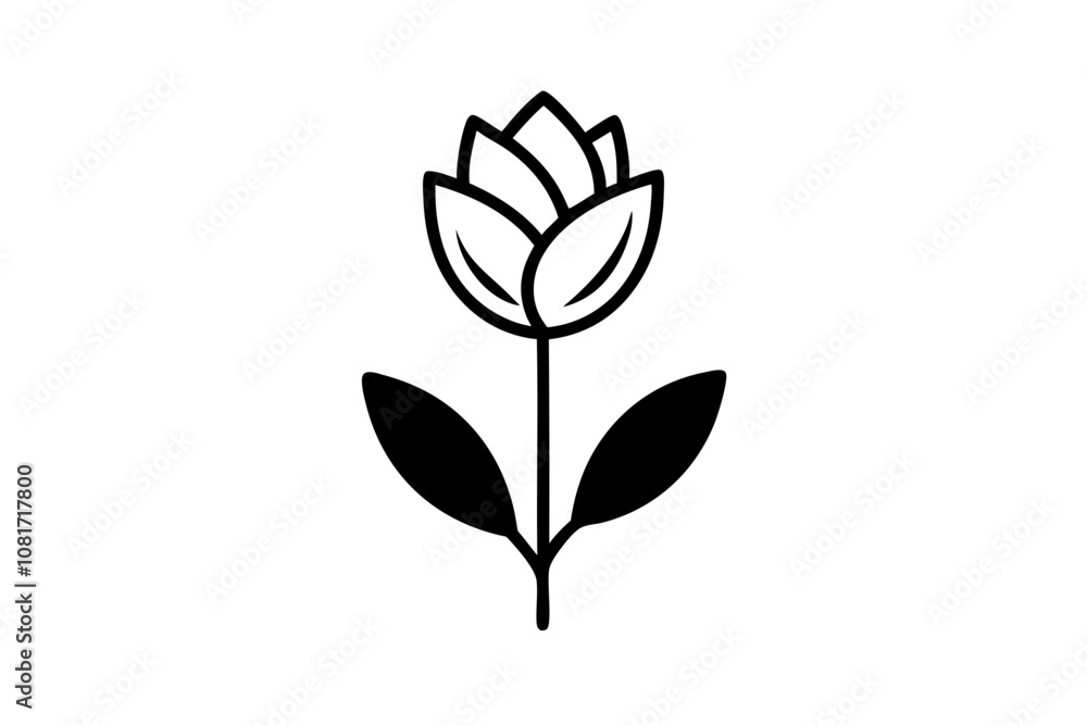 Obraz premium line art tulip floral vector illustration with white background