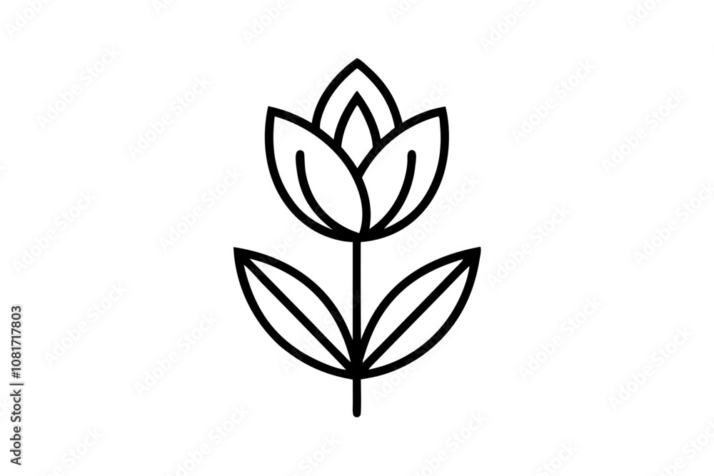 line art tulip floral vector illustration with white background line art tulip floral vector illustration with white background