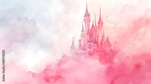 watercolor background with clouds