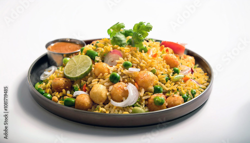 Delicious Indian Fried Rice with Vegetables and Fried Tofu