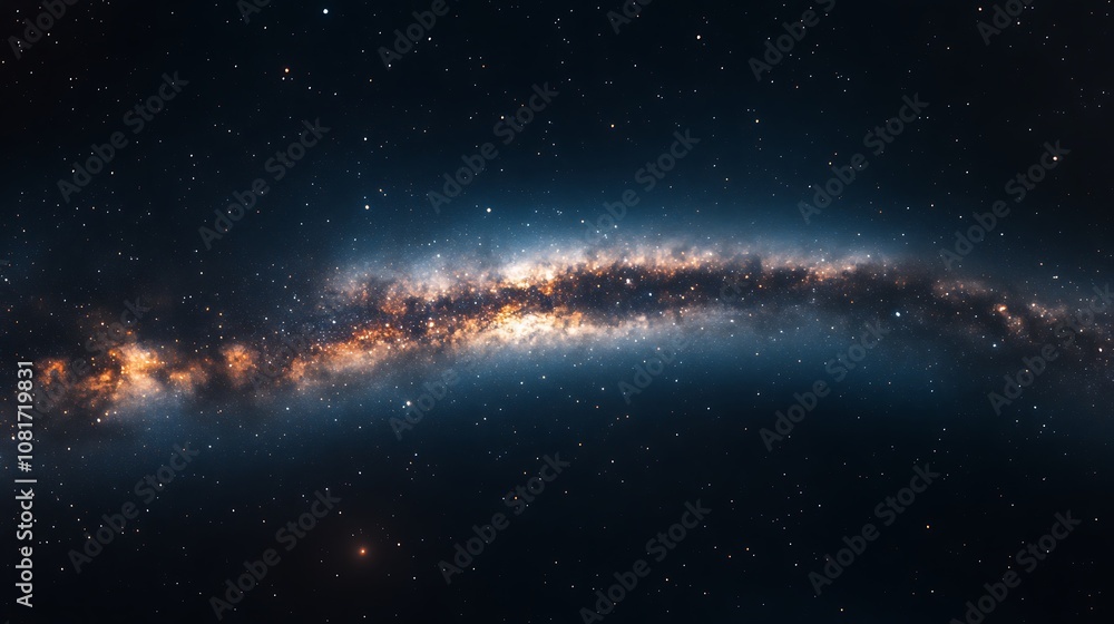 Obraz premium A stunning view of the Milky Way galaxy, a band of stars and dust stretching across the night sky.