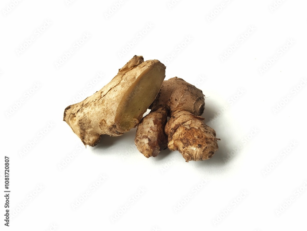 Fresh ginger isolated on white background. Vegetarian cuisine, Food ingredient Fresh ginger isolated on white background. Vegetarian cuisine, Food ingredient