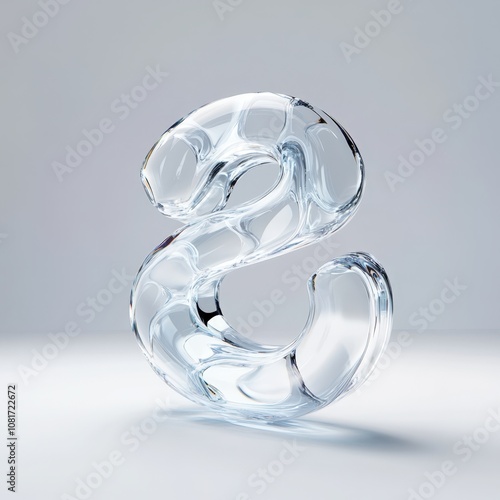 A sleek and modern glass sculpture of the number eight. photo