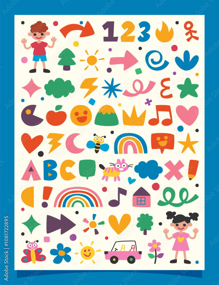 Hand Drawn Childish Characters And Objects Hand Drawn Childish Characters And Objects