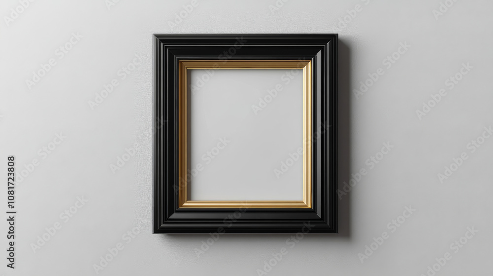 A realistic 3D picture frame hanging on a wall. The frame has a clear opening where you can easily display your designs or artwork. The background is blank, allowing you to add your own text. A realistic 3D picture frame hanging on a wall. The frame has a clear opening where you can easily display your designs or artwork. The background is blank, allowing you to add your own text.