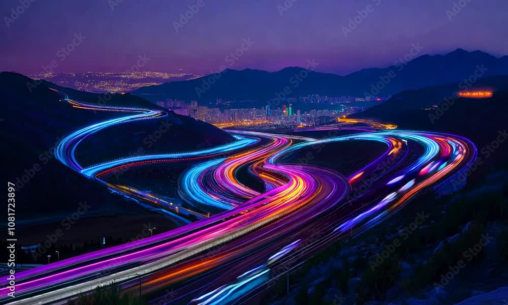 Traffic on highway at night, time lapse video