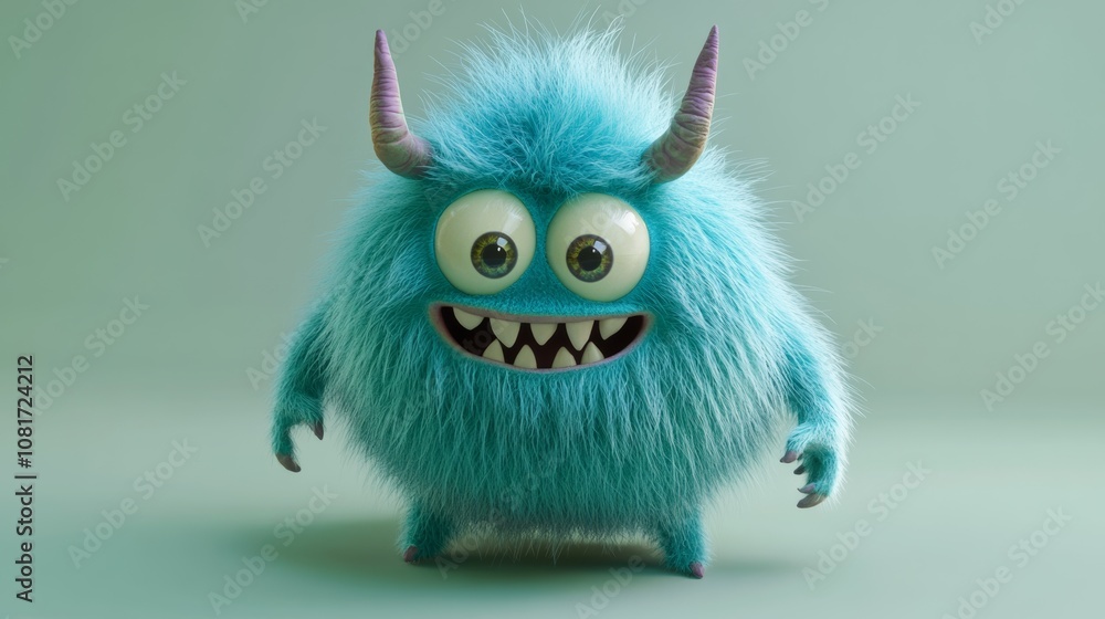 3D illustration of a funny cute monster for design concept 3D illustration of a funny cute monster for design concept