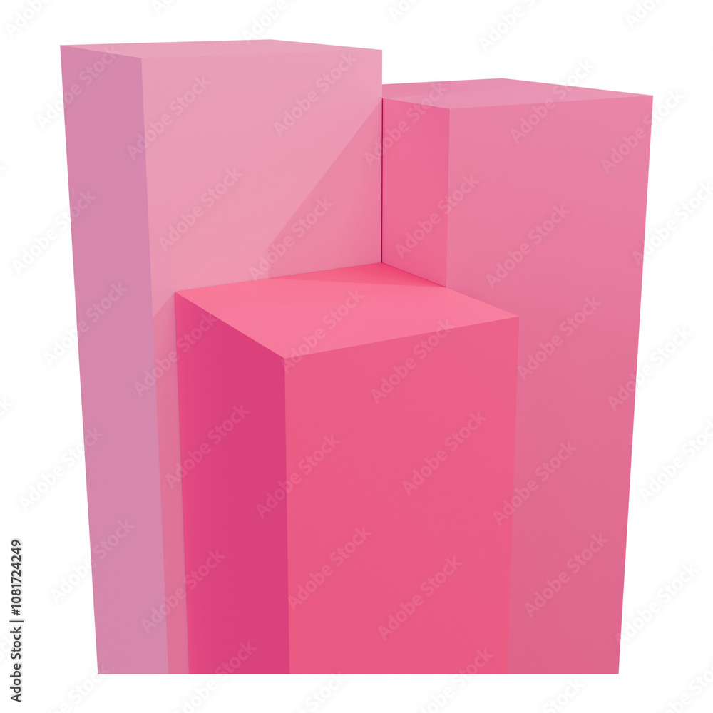 Three step square podium pedestal for product showcase, soft pastel pink color stage square podium, 3 step platform Three step square podium pedestal for product showcase, soft pastel pink color stage square podium, 3 step platform