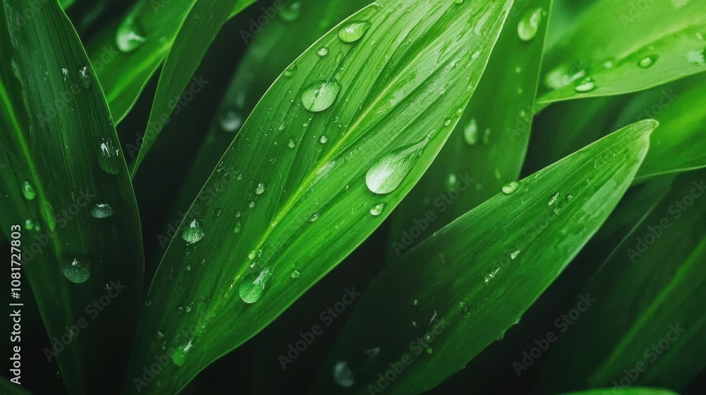 Nature closeup of water droplets on vibrant leaves lush garden macro photography natural environment ground level freshness Nature closeup of water droplets on vibrant leaves lush garden macro photography natural environment ground level freshness