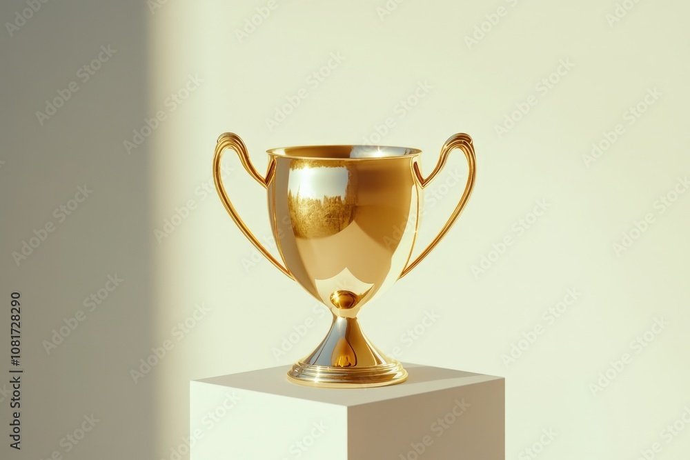 golden trophy cup on pedestal golden trophy cup on pedestal