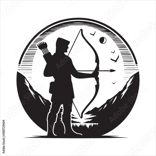 Archer silhouette vector. Archer logo icon. Archery vector illustration.