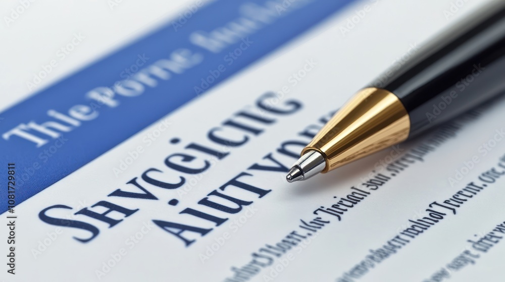 A close-up of a document with a pen, suggesting signing or formal agreement.