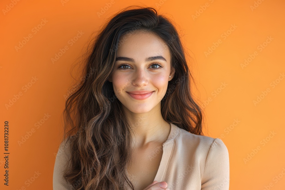 Smiling woman with long hair. Great for websites or social media promoting products and services related to beauty and confidence. Smiling woman with long hair. Great for websites or social media promoting products and services related to beauty and confidence.