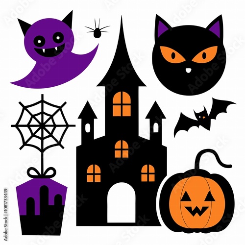 halloween background with cat and pumpkin