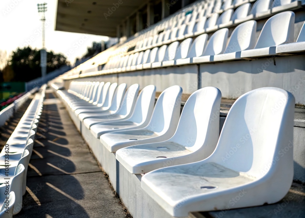 Empty White Seats Stadium Day Minimalist Photography